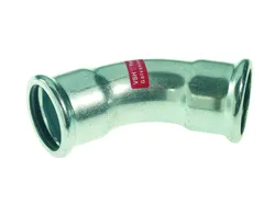 Persbocht 45°, staal, 22mm FF, verwarming, VSH XPress Staalverzinkt C1413